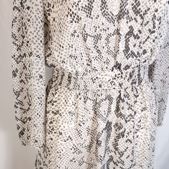 J Crew Womens Snake Print Long Sleeve Ruffle Hem Smocked Waist Dress M - Picture 10 of 10